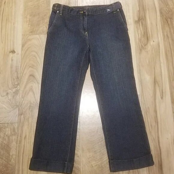 Nwt Nautica Dark Wash Denim Cropped Pants Cuffed Capris Jeans Size 4 Mid-Rise - Picture 4 of 14